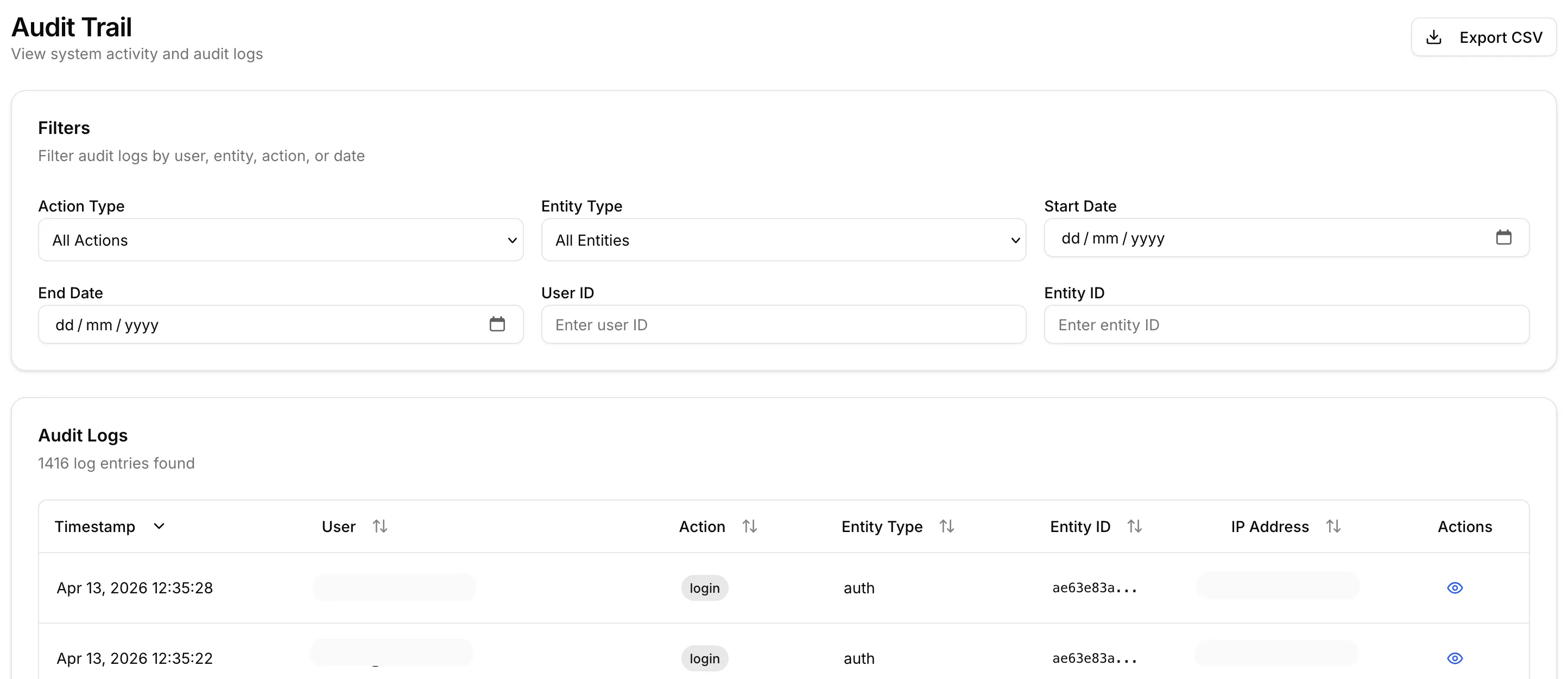 Audit log entry created automatically on every change